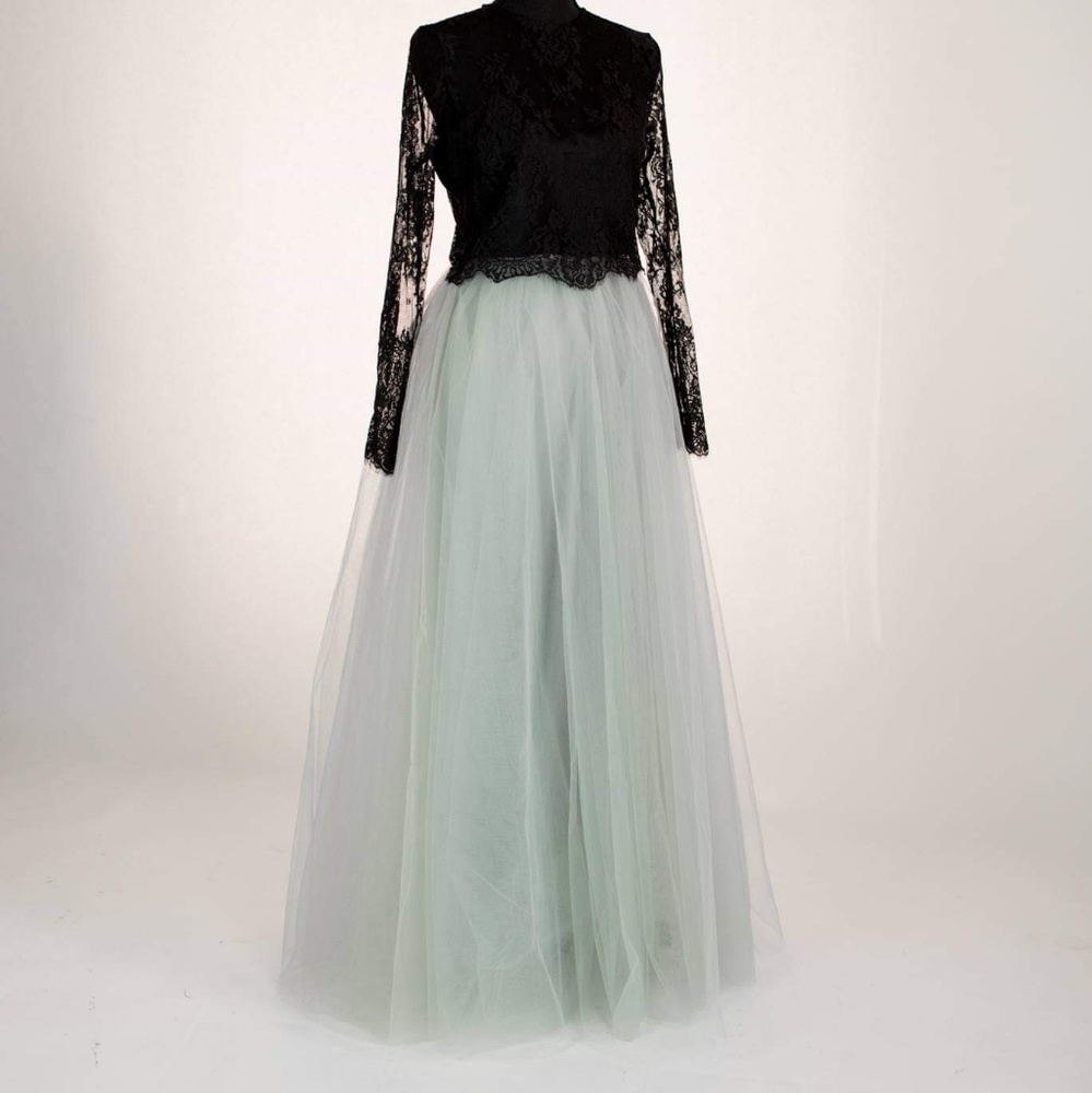 Gray Tulle Maxi Skirt